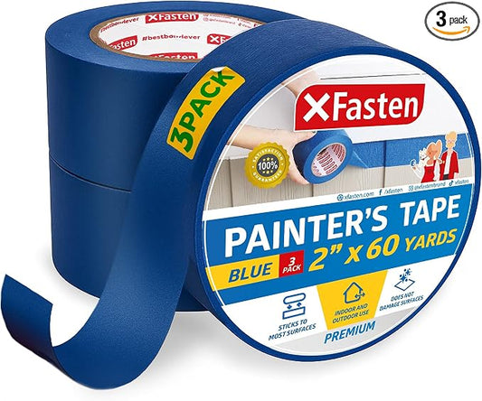 XFasten Professional Blue Painters Tape 2 Inch x 60 Yards Bulk Blue Masking Tape by XFasten