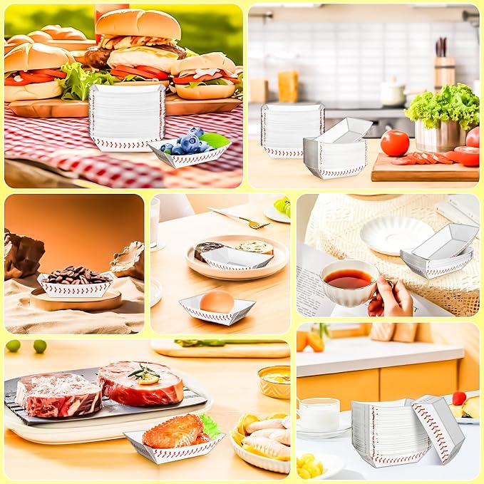 200 Pack 1/4Lb Paper Food Boat Trays, Baseball Birthday Decorations Baseball - Image 5