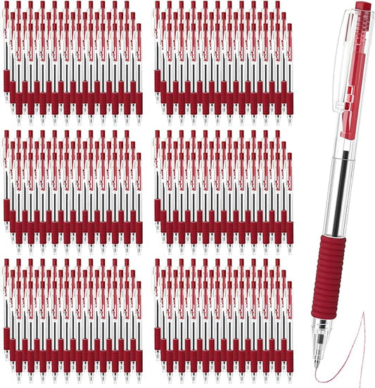 200 Pack Red Gel Ink Pens Bulk, 1.0mm Retractable Click Point Ballpoint Pens Smooth Writing with Comfortable Grip for Back to School Office Classroom Business Home Work Supplies-DeskLoop Office