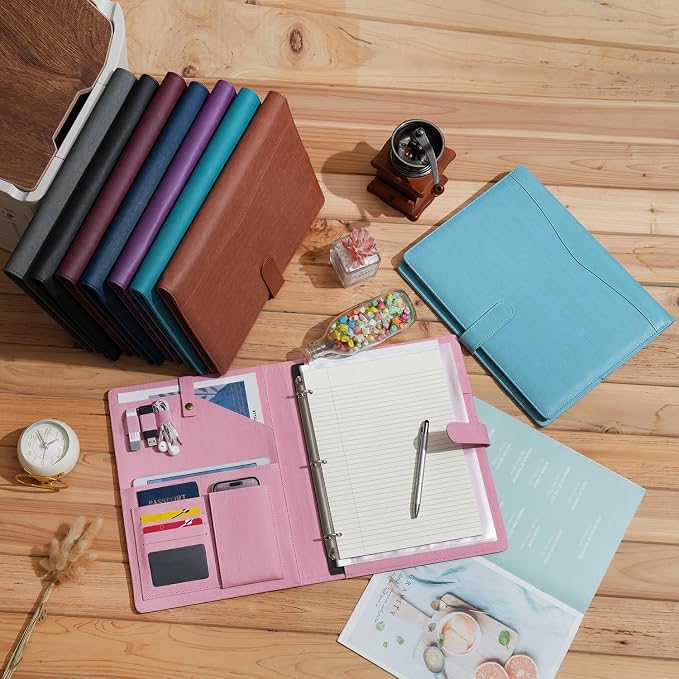 Wonderpool A4 PU Leather Portfolio Holder Ring File Document Case - Image 7