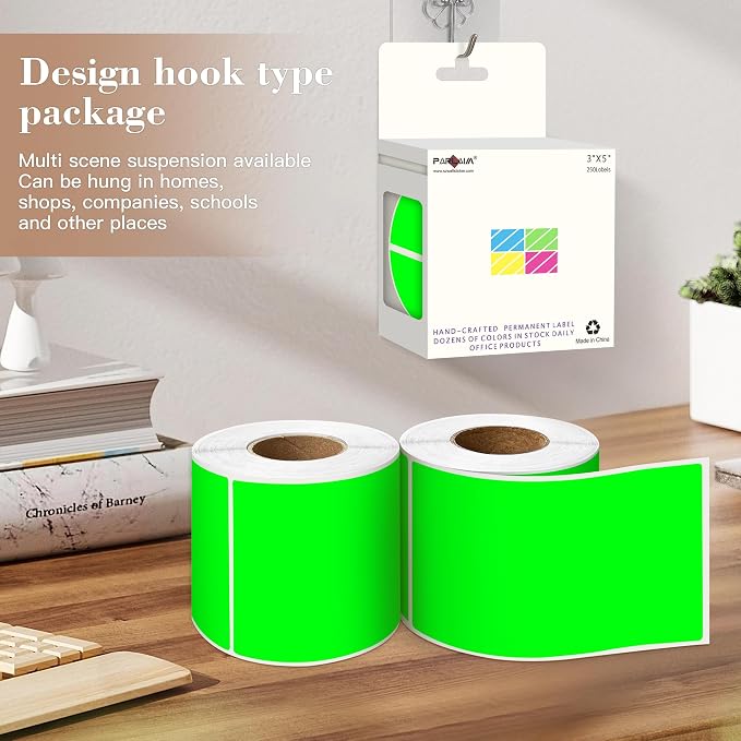 PARLAIM 3x5 inch Rectangle Color Code Stickers, Fluorescent Green - Image 4