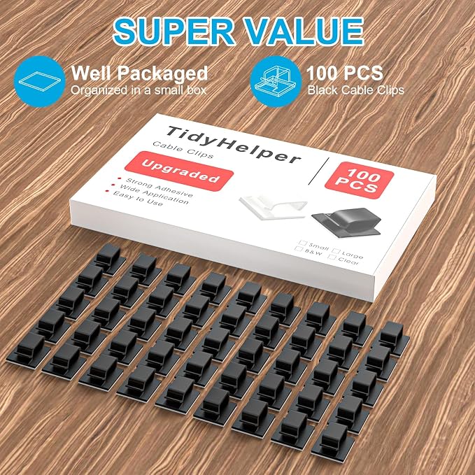 100 PCS Cable Clips, Upgraded Adhesive Cord Clips - Image 2