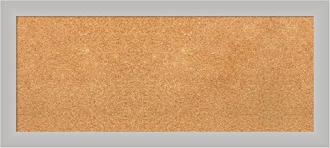 Amanti Art Natural Cork Board for Wall, 15x33 Vision Board with Silver Wood Frame, Medium Corkboard Office Decor for Home Organization, Modern Contemporary Corkboard Pinboard to display items for home-DeskLoop Office