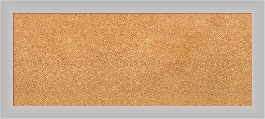 Amanti Art Natural Cork Board for Wall, 15x33 Vision Board with Silver Wood Frame, Medium Corkboard Office Decor for Home Organization, Modern Contemporary Corkboard Pinboard to display items for home-DeskLoop Office