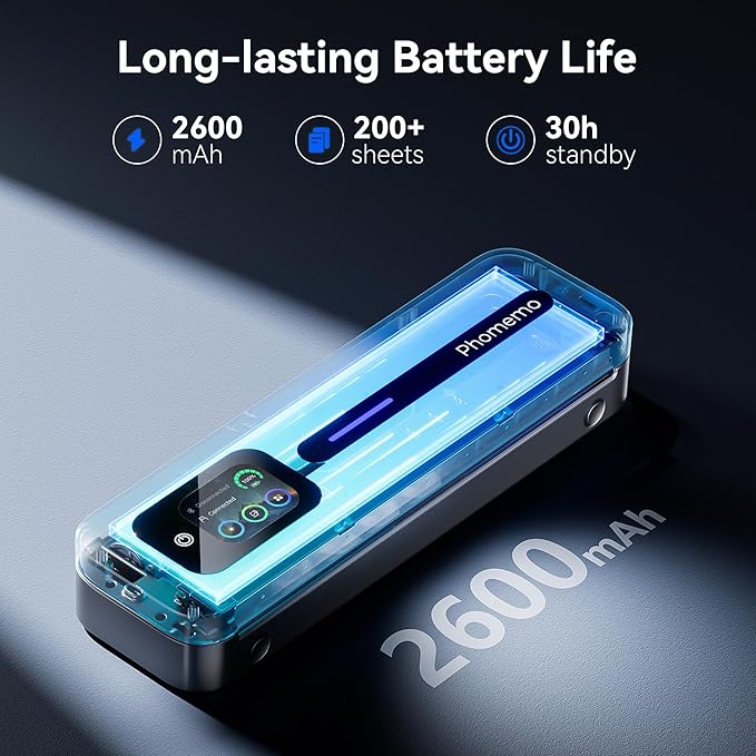 Phomemo Upgraded Portable Printer with Touchscreen, M832D Bluetooth Wireless Thermal Inkless Printer, Supports 8.5"x11" US Letter & A4, Compatible with iOS, Android, PC for Travel, Black-DeskLoop Office