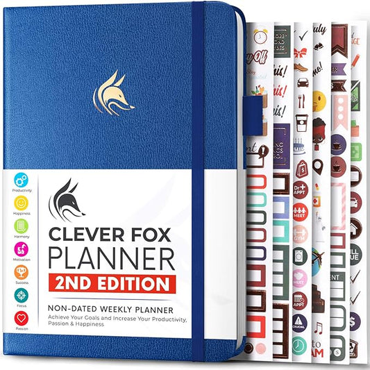 Clever Fox Planner 2nd Edition – Colorful Weekly & Monthly Goal Planner, Time Management & Productivity Organizer, Undated, A5 (Mystic Blue)-DeskLoop Office