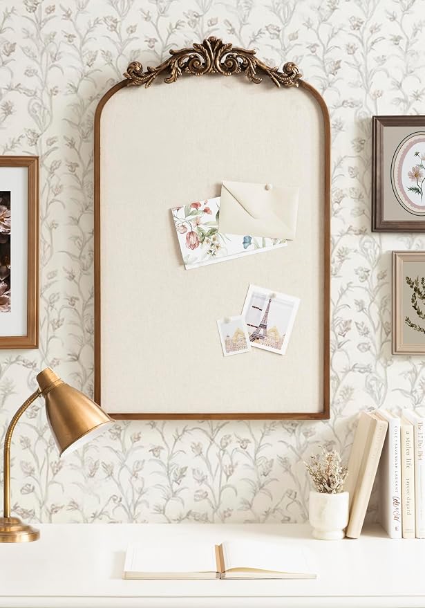 Kate and Laurel Arendahl Arch Pinboard; Gold; 19 x 31; Framed Arched Ornate - Image 3