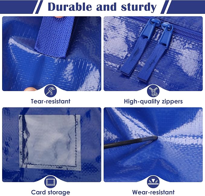 6 Pack Moving Bags with Full-Open Side Zipper, Extra Large 93L Heavy Duty - Image 5