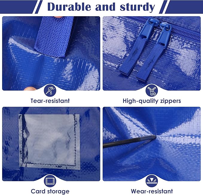 12 Pack Moving Bags with Full-Open Side Zipper, Extra Large 93L Heavy Duty - Image 5