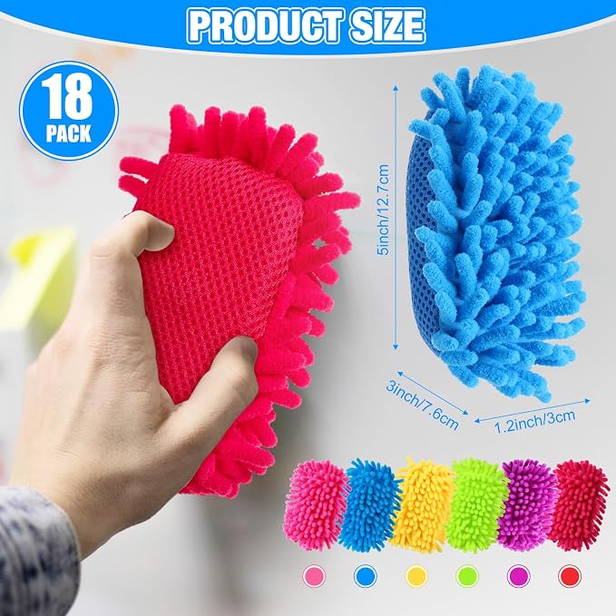 Sherr 18 Pcs Microfiber Shag Magnetic Dry Erase Erasers Washable Whiteboard - Image 2