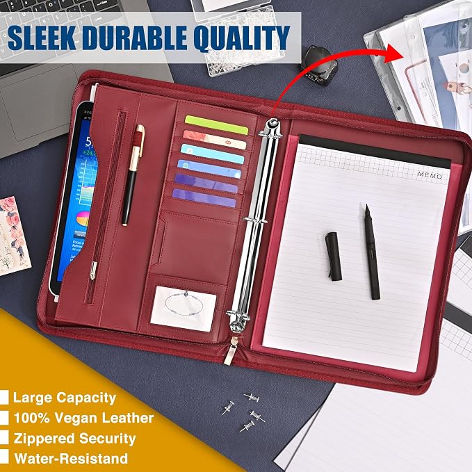Padfolio Portfolio Folder Binder-Organizer Planner Notebook Zippered Portfolio - Image 4