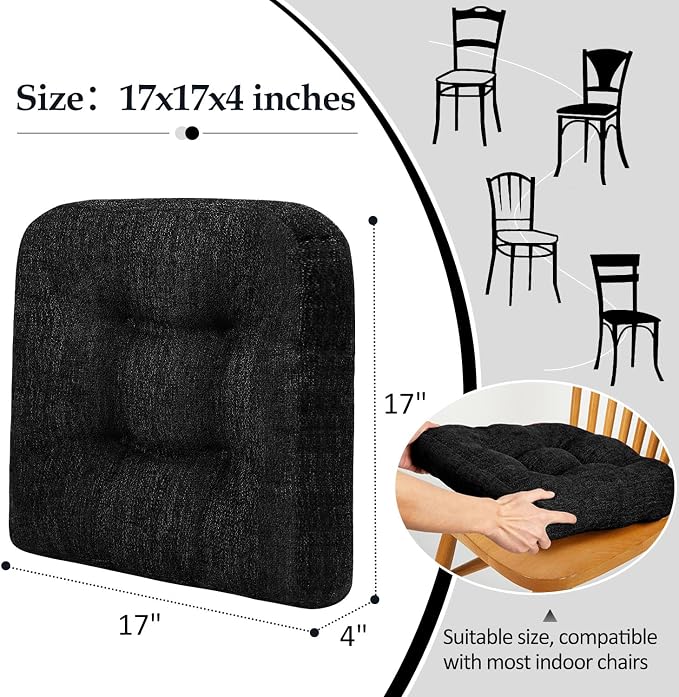 downluxe Chair Cushions for Dining Chairs 2 Pack, Tufted Indoor Chair Pads - Image 4