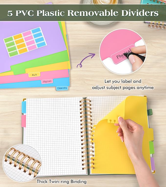5 Subject Graph Paper Notebook - Image 3