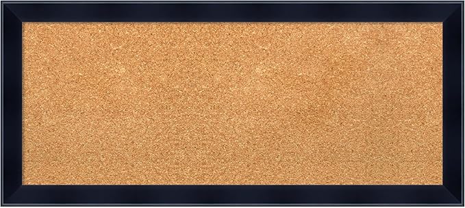 Amanti Art Natural Cork Board for Wall, 14x32 Vision Board with Black Wood Frame, Medium Corkboard Office Decor for Home Organization, Modern Contemporary Corkboard Pinboard to display items for home-DeskLoop Office