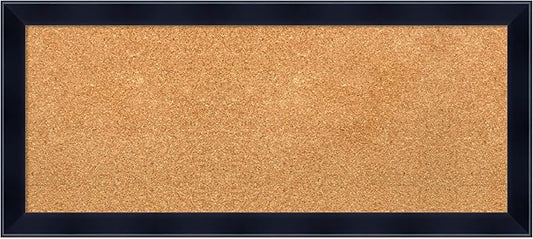 Amanti Art Natural Cork Board for Wall, 14x32 Vision Board with Black Wood Frame, Medium Corkboard Office Decor for Home Organization, Modern Contemporary Corkboard Pinboard to display items for home-DeskLoop Office