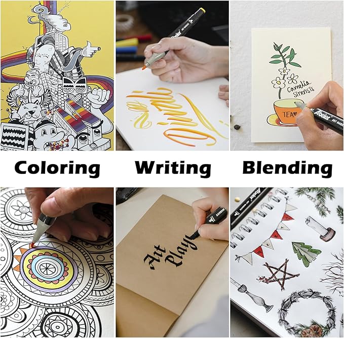 120 Colors Alcohol Markers Set, Dual Tips Blender Art Markers for Drawing, Permanent Sketch Marker for Kids adult coloring, Alcohol Based Marker, Adults Coloring and Artist Illustration.-DeskLoop Office