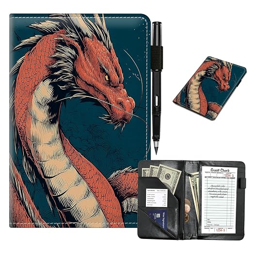 Red Dragon Cute Server Book for Waitress & Waiter 8"x5" by Unknown