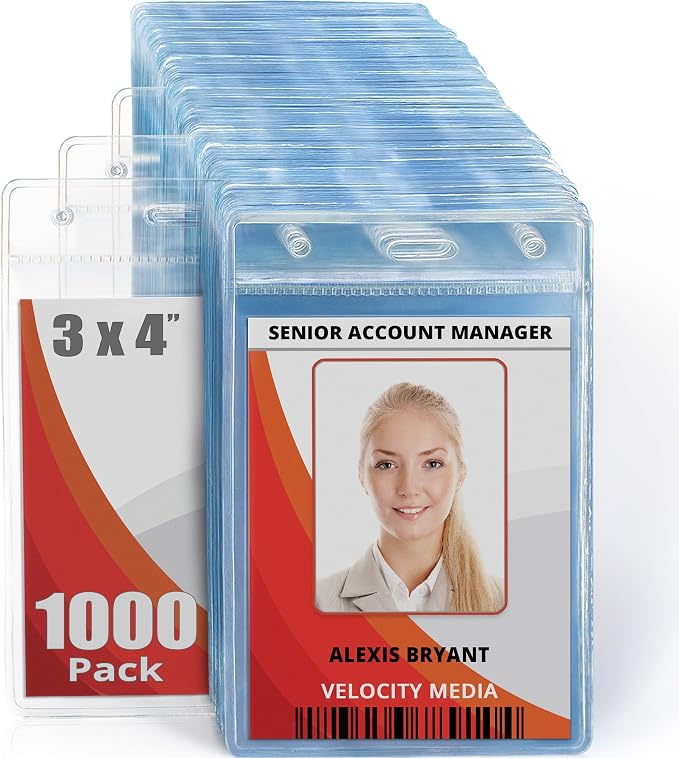 3x4 Vertical ID Name Badge Holder by MIFFLIN