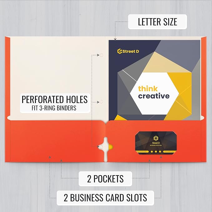 Better Office Products Two Pocket Portfolio Folders, Letter Size Paper Folders - Image 2