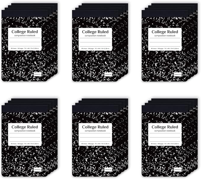 ONAVIA Small Composition Notebook Bulk, College Ruled, 160 Pages, 80 Sheets by ONAVIA