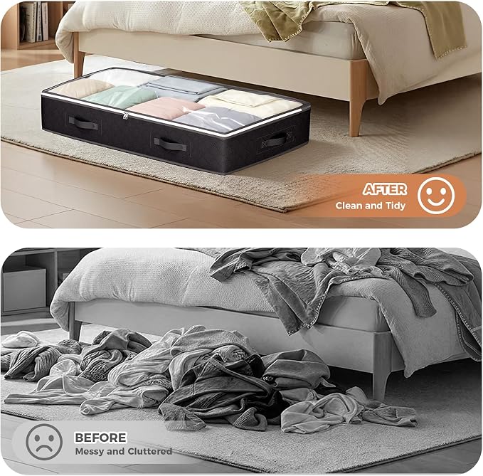 6 Pack Under Bed Storage Containers Organizer, Large Capacity Underbed Clothes - Image 7