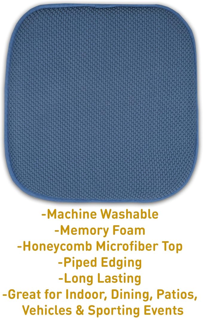 Sweet Home Collection Memory Foam Chair Cushion Honeycomb Pattern Solid Color - Image 3
