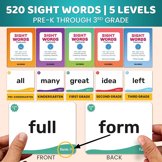 QUOKKA 520 Sight Words Flash Cards - Image 2