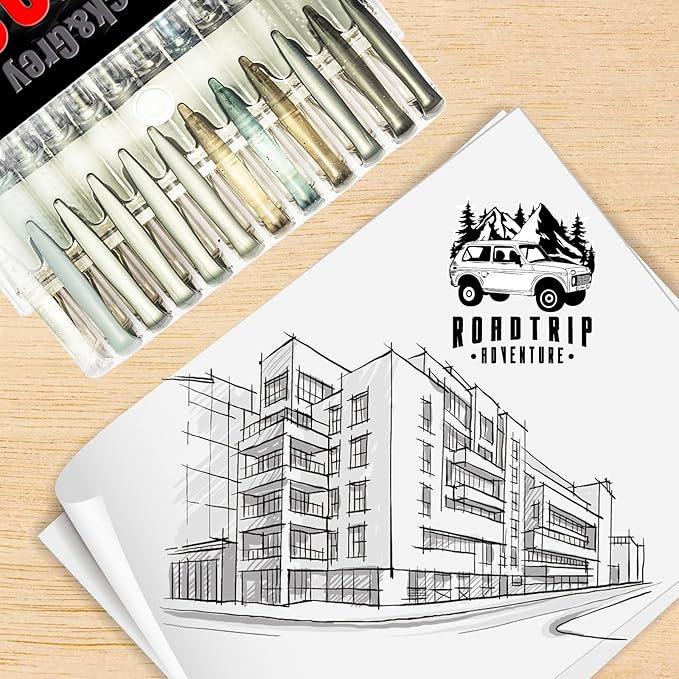Grey Gel Pens for Coloring Book,36 Color Gel Pens Set including 12 Color Gel Pen with 24 Refills,40% More Ink Colored Gel Pens for Drawing, Doodling, Scrapbook, Journaling-DeskLoop Office