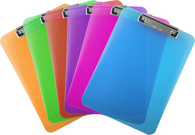Trade Quest Plastic Clipboard Transparent Color Letter Size Low Profile Clip by Trade+Quest+Global+Corp