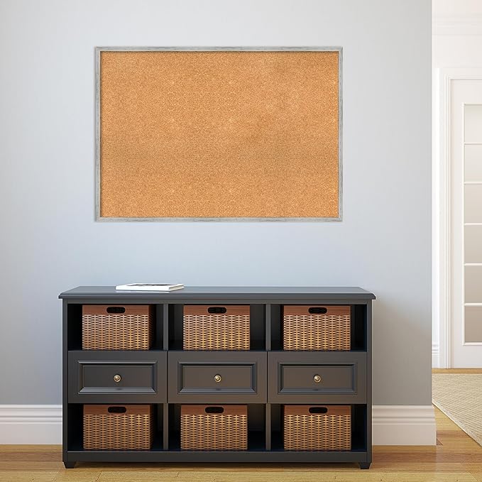 Amanti Art Natural Cork Board for Wall, 29x41 Vision Board with White Frame, X-Large Corkboard Office Decor for Home Organization, Cottage Corkboard Pinboard to Display Items for Home Organization in-DeskLoop Office