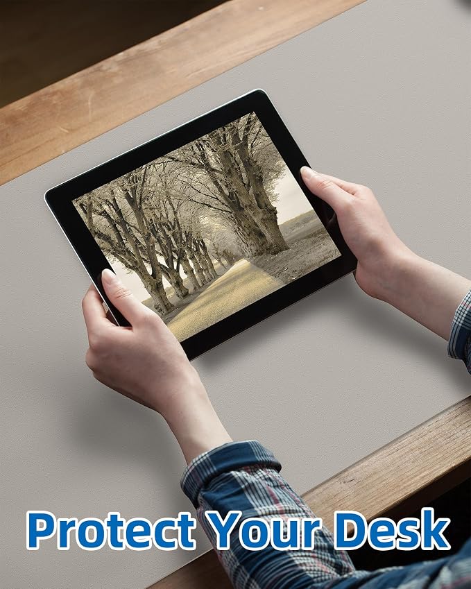 Leather Desk Pad Blotter, Mouse Pad, Office Desk Mat, Non-Slip PU Leather Desk - Image 4