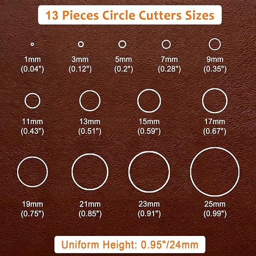 Leather Circle Cutter Tool Set, 13 Pieces Small Circle Punch Tools - Image 2
