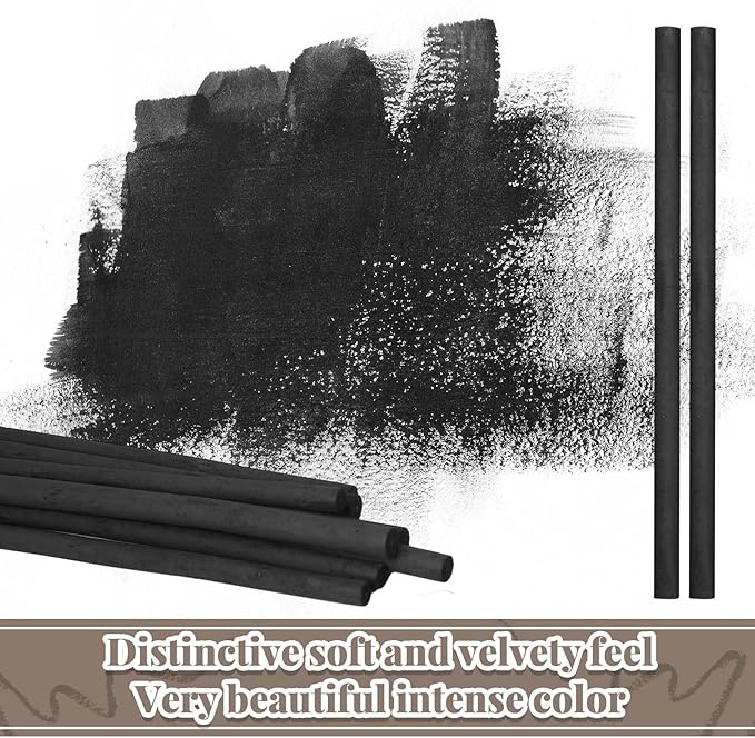 Gueevin 50 Pcs Willow Charcoal Sticks, Willow Charcoal, Artists, Beginners, Students, Perfect for Sketching, Drawing, Shading, and Fine Art (7-9mm)-DeskLoop Office