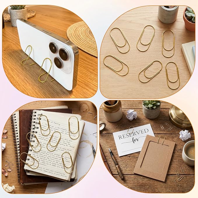 50Pcs 2 in Jumbo Gold Paper Clips, Non Skid Smooth Planner Clip - Image 6