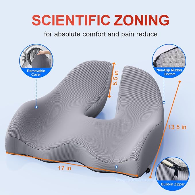 Benazcap X-Large Cooling Memory Foam Seat Cushion, Sciatica Pain Relief | Cool - Image 5