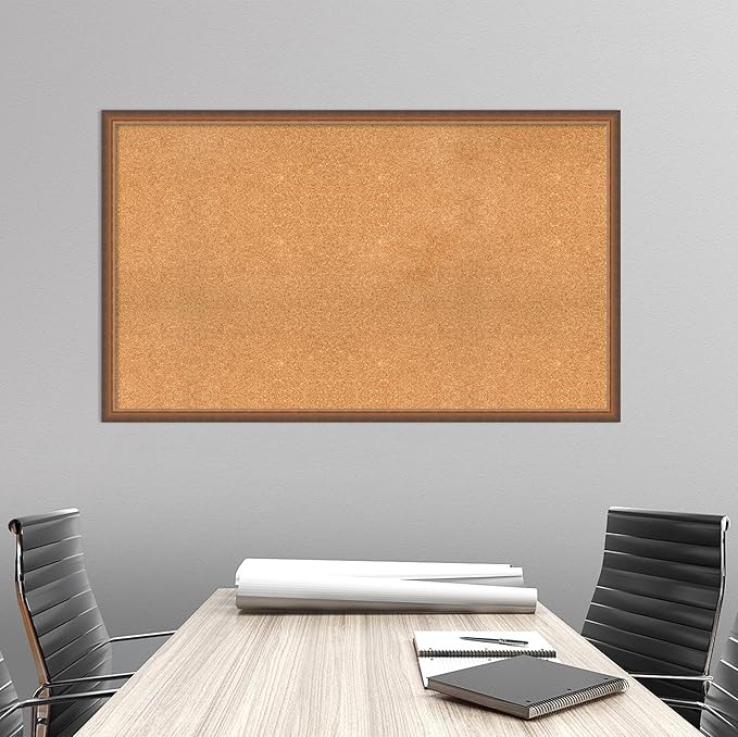 Amanti Art Natural Cork Board for Wall, 30x50 Vision Board with Bronze Frame, Oversize Corkboard Office Decor for Home Organization, Modern Corkboard Pinboard to Display Items for Home Organization-DeskLoop Office
