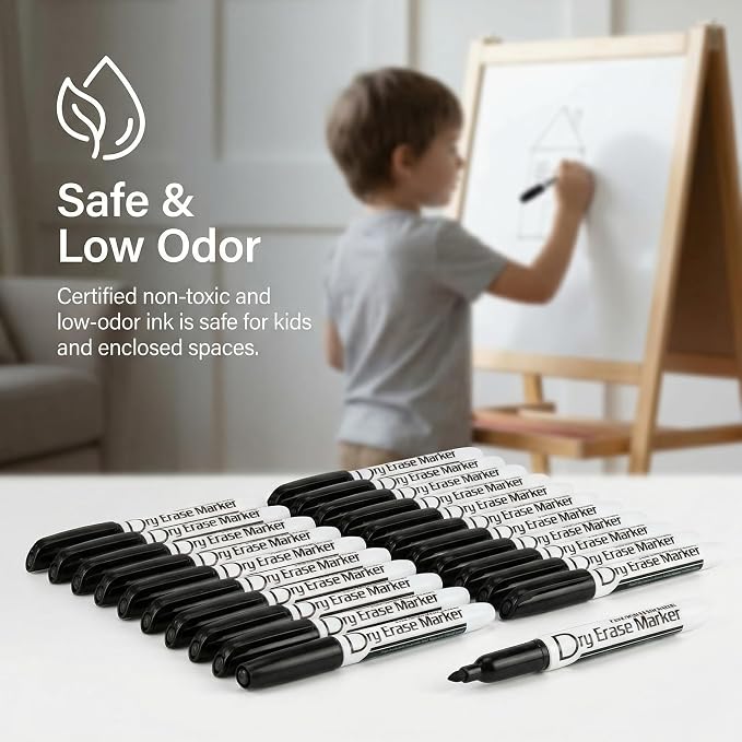Volcanics Black Dry Erase Markers Bulk Pack of 60 Low Odor Fine Tip Whiteboard - Image 4