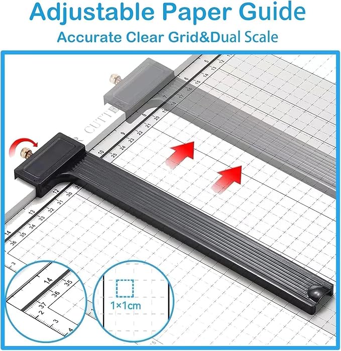 Paper Cutter for Cardstock Heavy Duty 12 inch, 12" Cut Length Guillotine Paper Trimmer for Cardstock Metal Base, 12 Sheets Capacity, for Home Office Classroom School-DeskLoop Office