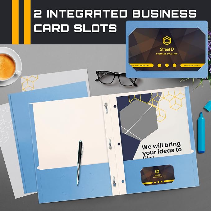 Better Office Products Light Blue Paper 2 Pocket Folders - Image 4