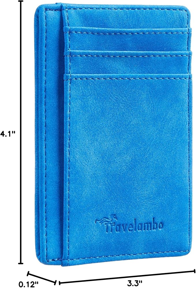 Travelambo Slim Wallet Front Pocket Minimalist Leather RFID Blocking Medium Size - Image 5