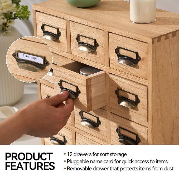 KIRIGEN Wood Drawer Organizer Desktop Storage Cabinet Box Drawers - Image 6