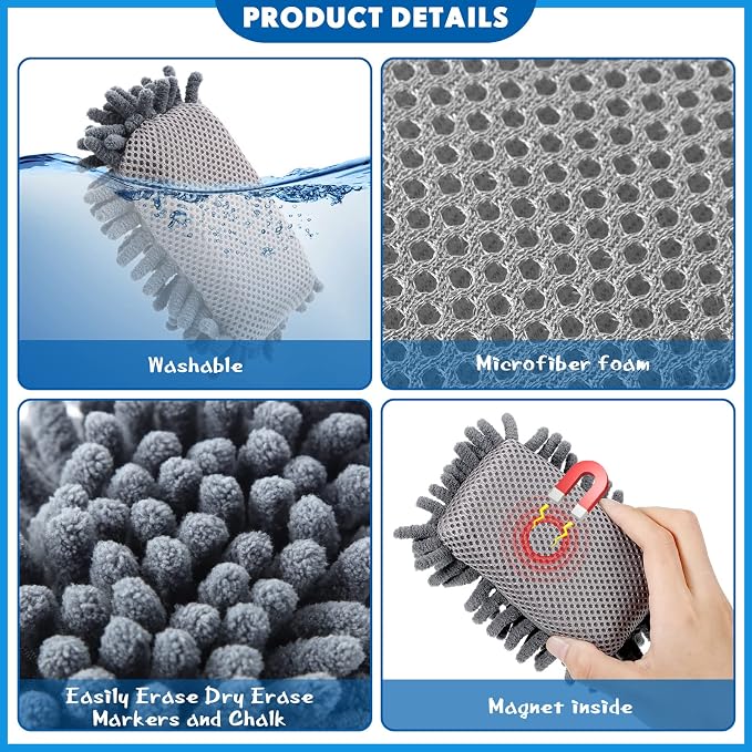 Epakh 8 Pcs Dry Erase Eraser Magnetic Microfiber Shag Whiteboard Eraser - Image 3