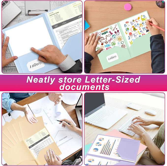 Aegero Plastic Folders with Pockets, Durable Heavy Duty File Folders with - Image 7