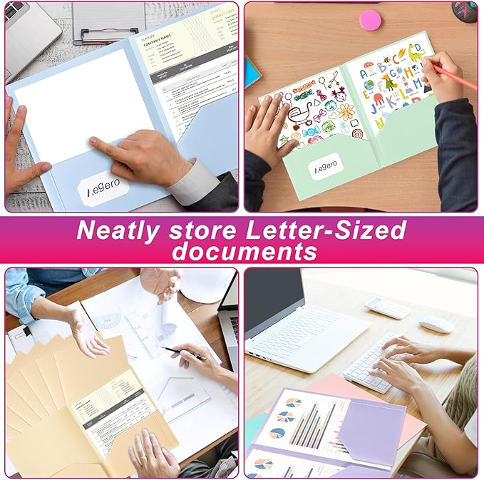 Aegero Plastic Folders with Pockets, Durable Heavy Duty File Folders with - Image 7