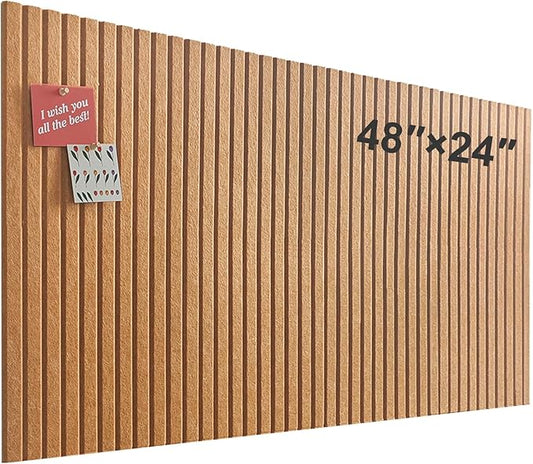 Large Cork Board for Office, 8 Pack Felt Wall Tiles with Slat Wall Paneling and Safe Removable Adhesive Tabs, Felt Bulletin Board Pin Board Cork Boards for Walls (Deep Camel)-DeskLoop Office