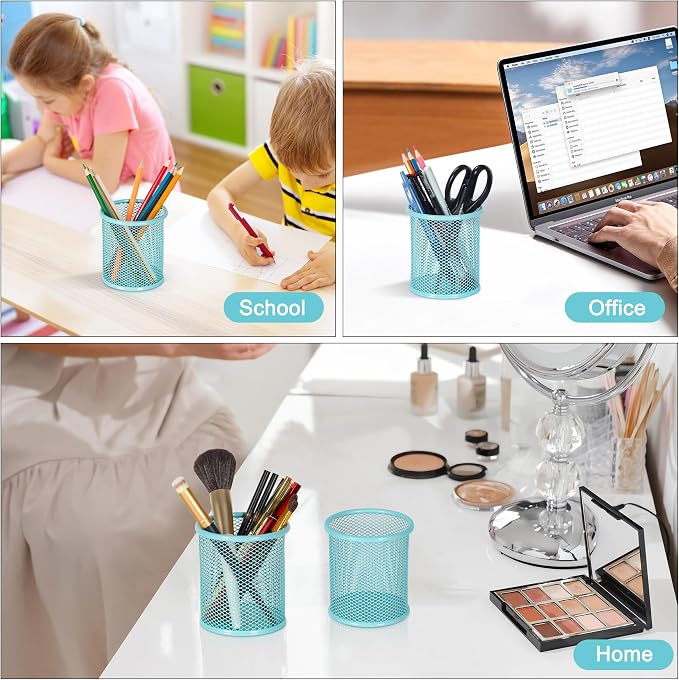 EasyPAG Pencil Holder for Desk, 2 Pack Metal Pen Organizer, Mesh Pencil Cup - Image 7