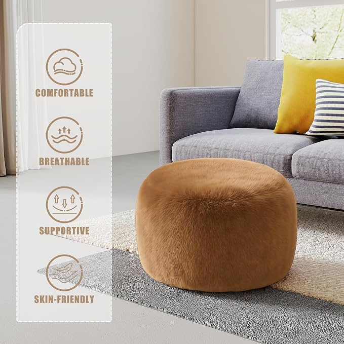 Gericco Round Stuffed Pouf Ottoman - Image 7