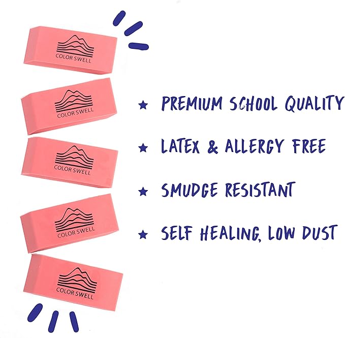 Color Swell Bulk Pink Erasers - 108 Pack of Neon and Pink Erasers - Perfect for Offices, Classroom, Kids, Students, Families, and Donations-DeskLoop Office