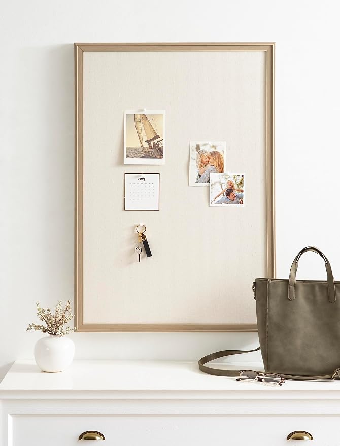 Kate and Laurel Oakhurst Rectangle Framed Linen Fabric Pinboard; 24 x 36; Light - Image 3