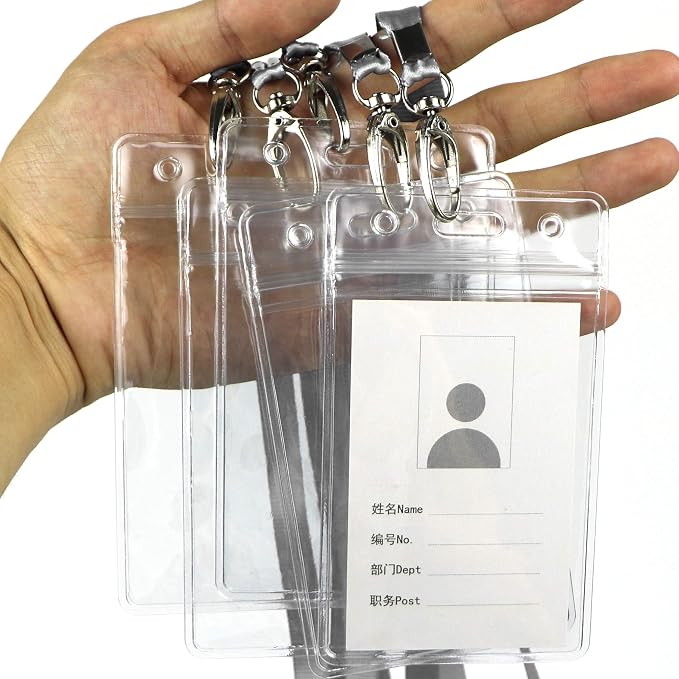 Lanyard with ID Holder 50 Pcs Waterproof Name Tag Badge ID Card Holders ID Pass - Image 5